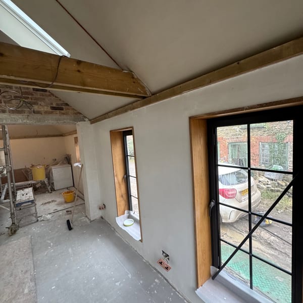 Plastered wall smooth finish interior renovation