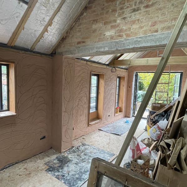 Plasterer tradesman at work